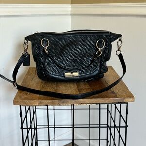 Coach Black Kristin Woven Leather Satchel